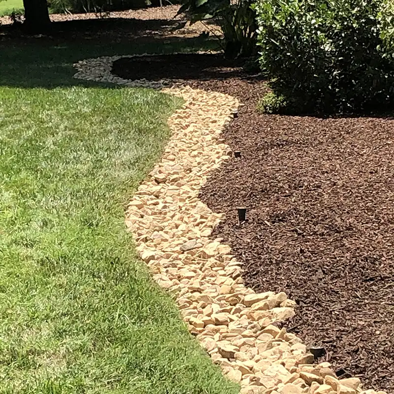 mulched planting beds at Wake Forest home