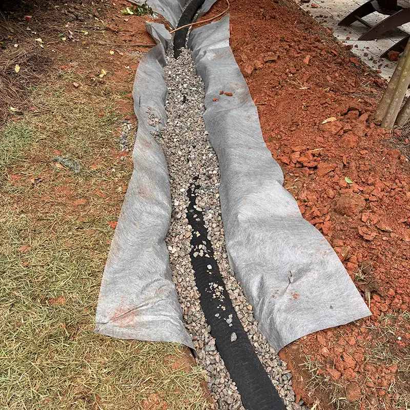 yard drainage solution at Wake Forest home