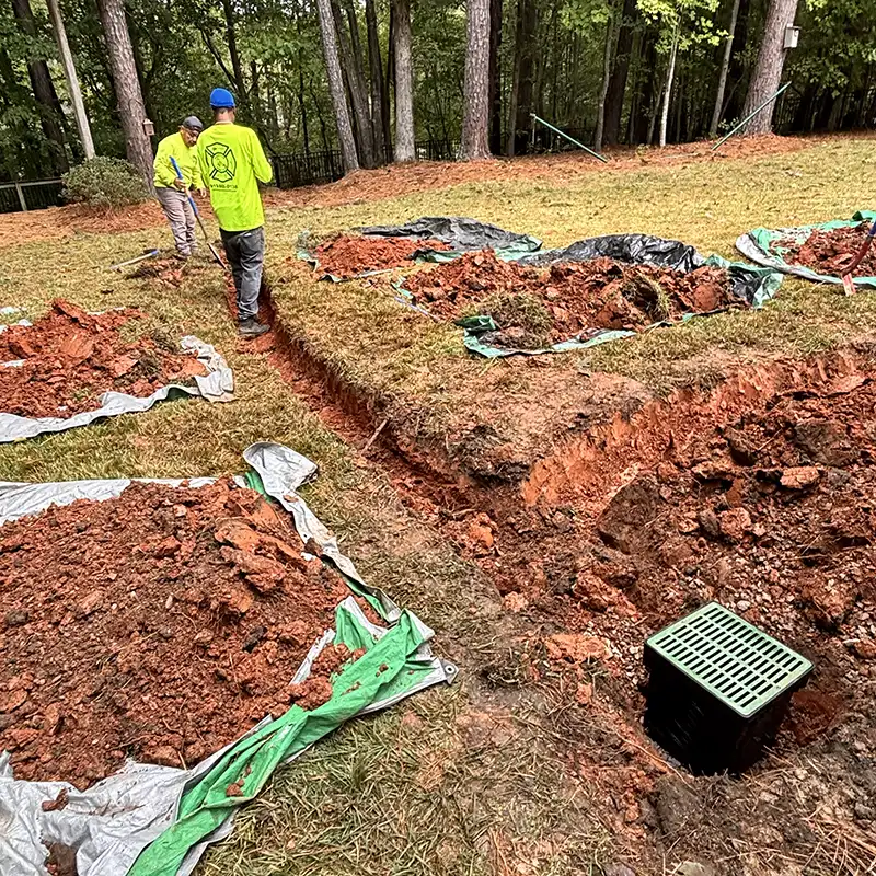 yard drainage installation in Wake Forest NC