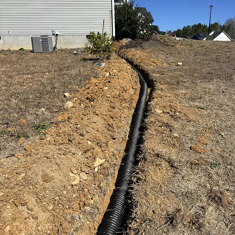 dry creek bed drainage solution in Wake Forest NC