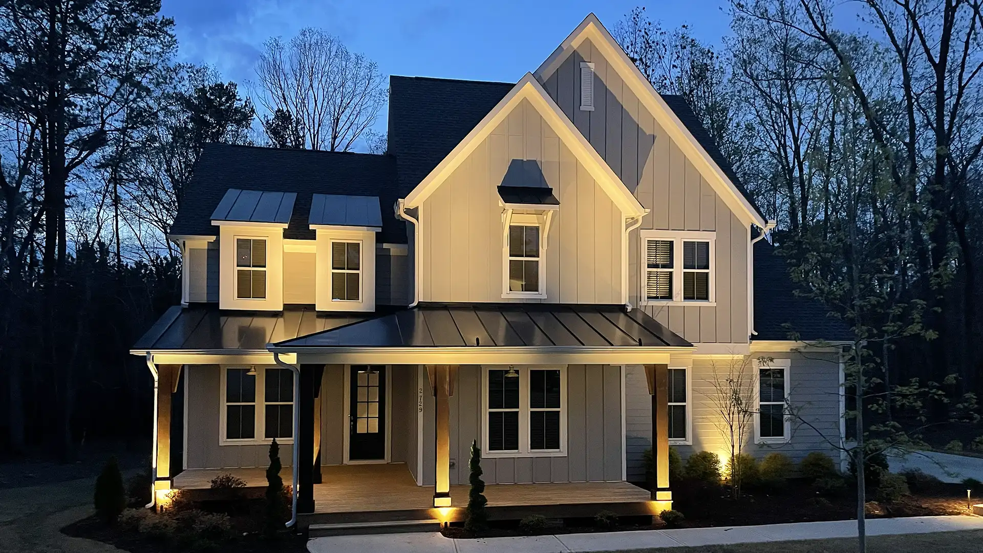 Residential landscape lighting project in Wake Forest NC